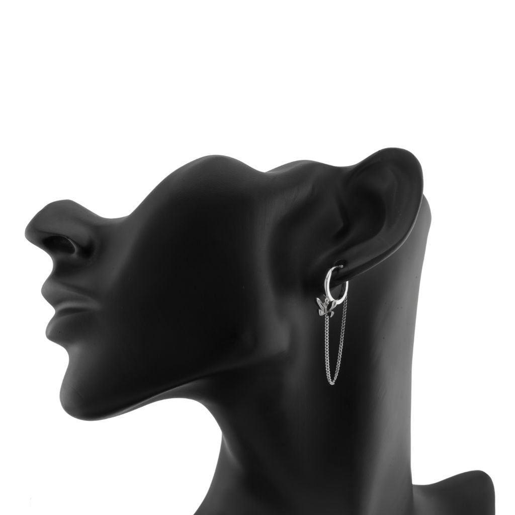 Cercei Argint Butterfly Chain Hoops
