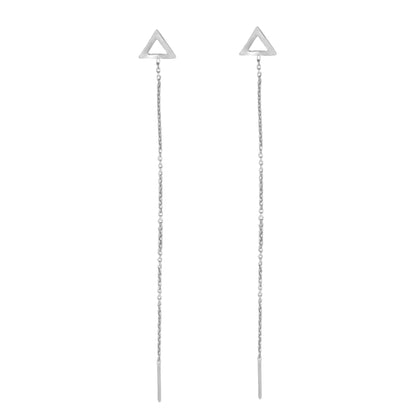 Cercei Argint Lungi cu Fir Triangle