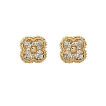 Cercei Aur 14k Floare cu Pietre Zirconia