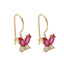 Cercei Copii Aur 14k Fluture cu Pietre Roz
