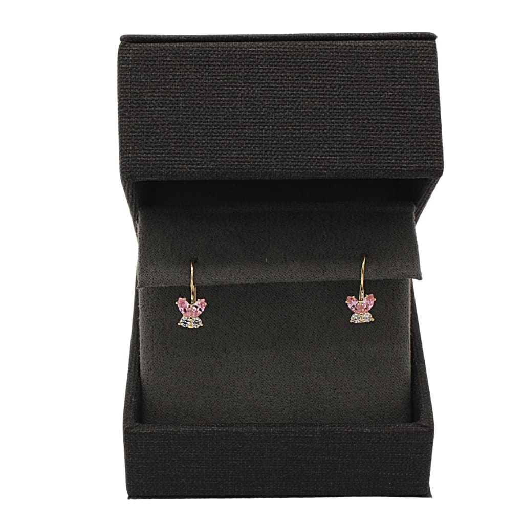 Cercei Copii Aur 14k Fluture cu Pietre Roz Deschis