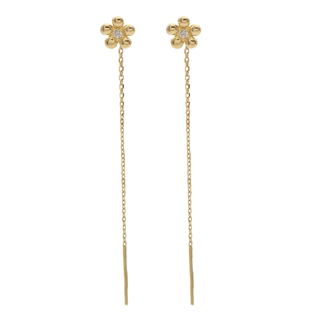 Cercei Fir Aur 14k Floare cu Piatra Zirconia