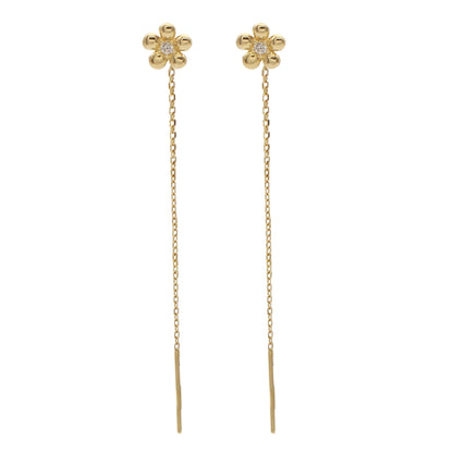 Cercei Fir Aur 14k Floare cu Piatra Zirconia