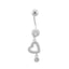 Cercel Argint Piercing Buric Inima cu Pietre Zirconia