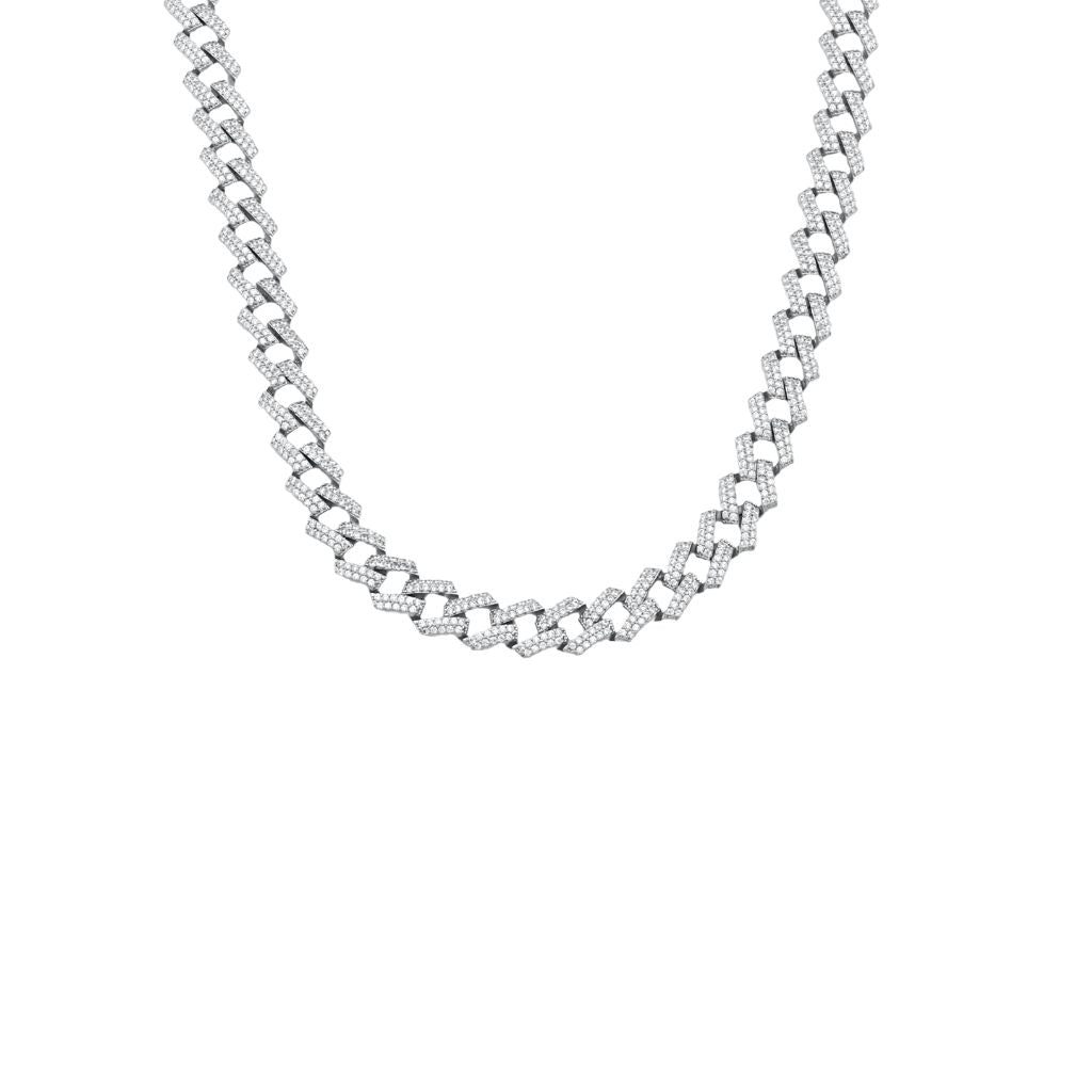 Lant Argint Cuban Link cu Pietre Zirconia