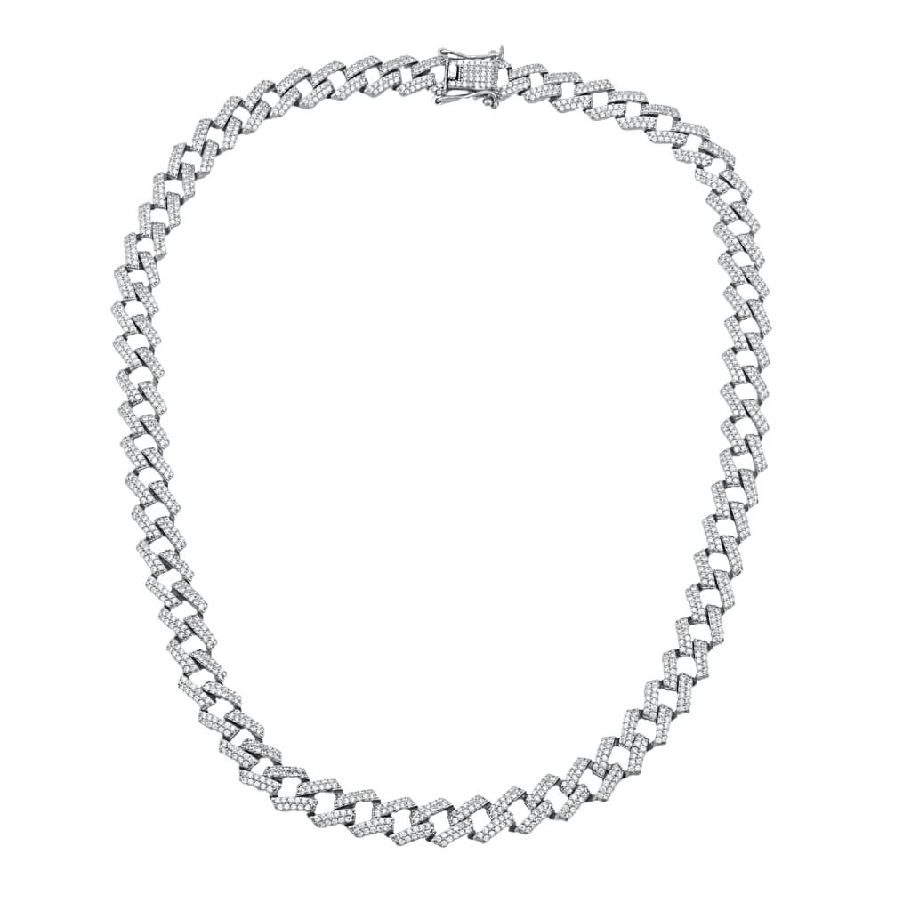 Lant Argint Cuban Link cu Pietre Zirconia