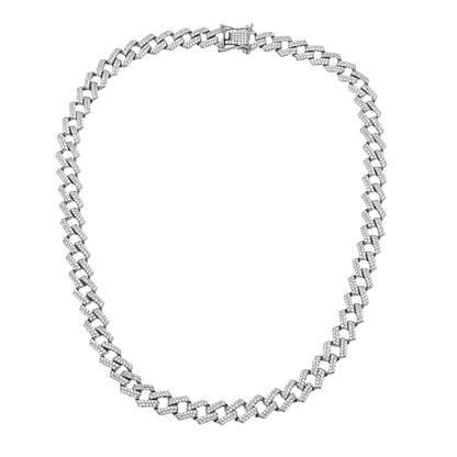 Lant Argint Cuban Link cu Pietre Zirconia