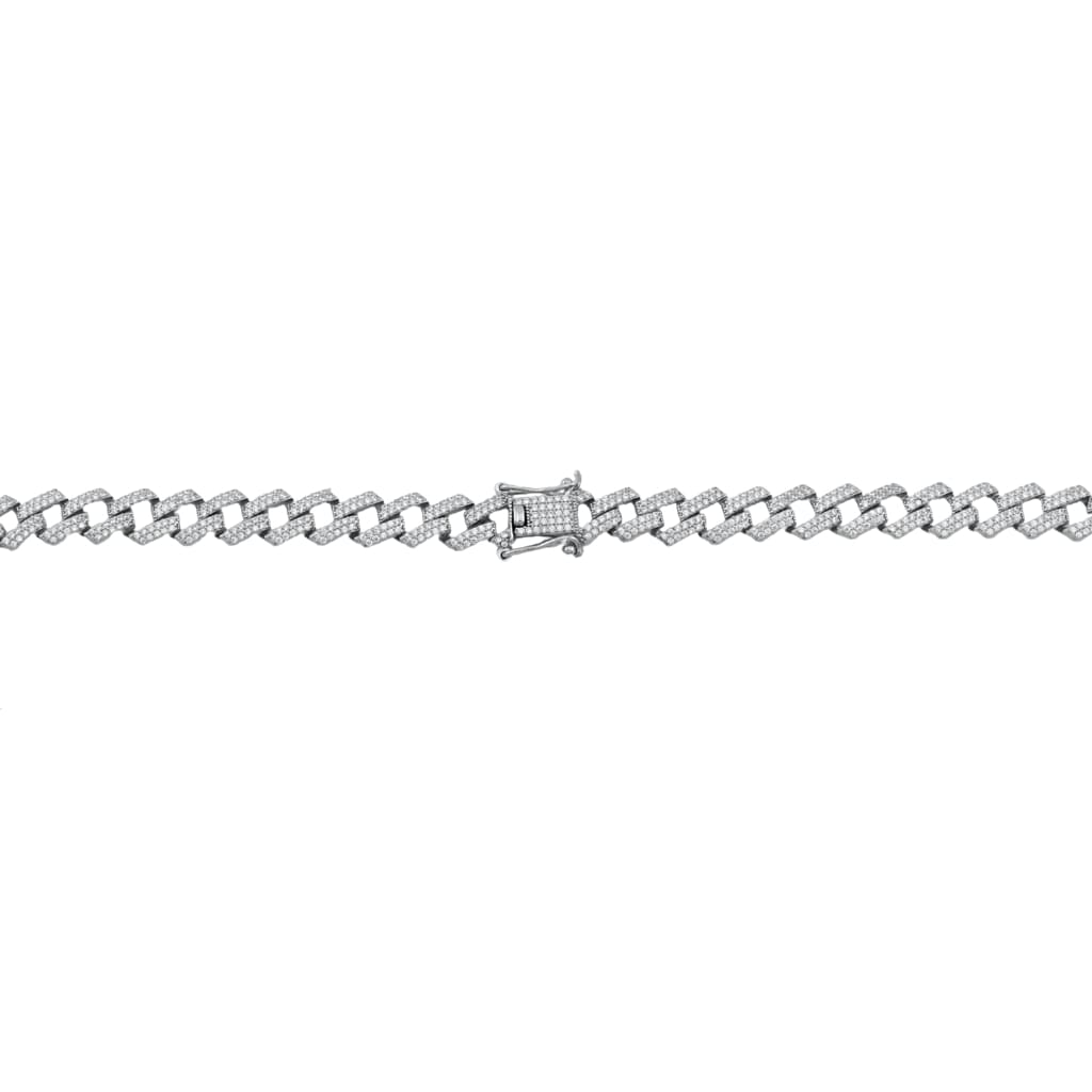 Lant Argint Cuban Link cu Pietre Zirconia