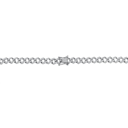 Lant Argint Cuban Link cu Pietre Zirconia