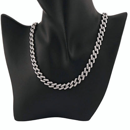 Lant Argint Cuban Link cu Pietre Zirconia
