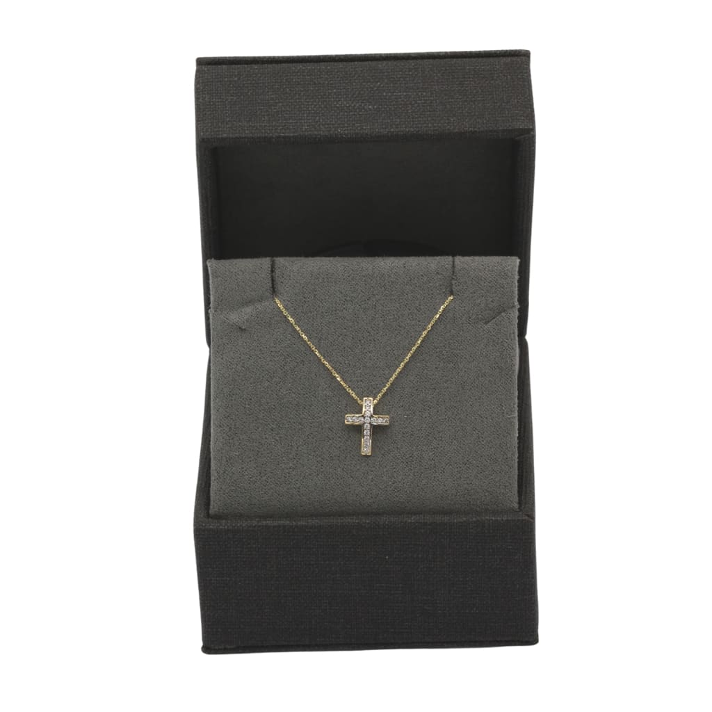 Lant Aur 14k Cruce cu Pietre Zirconia