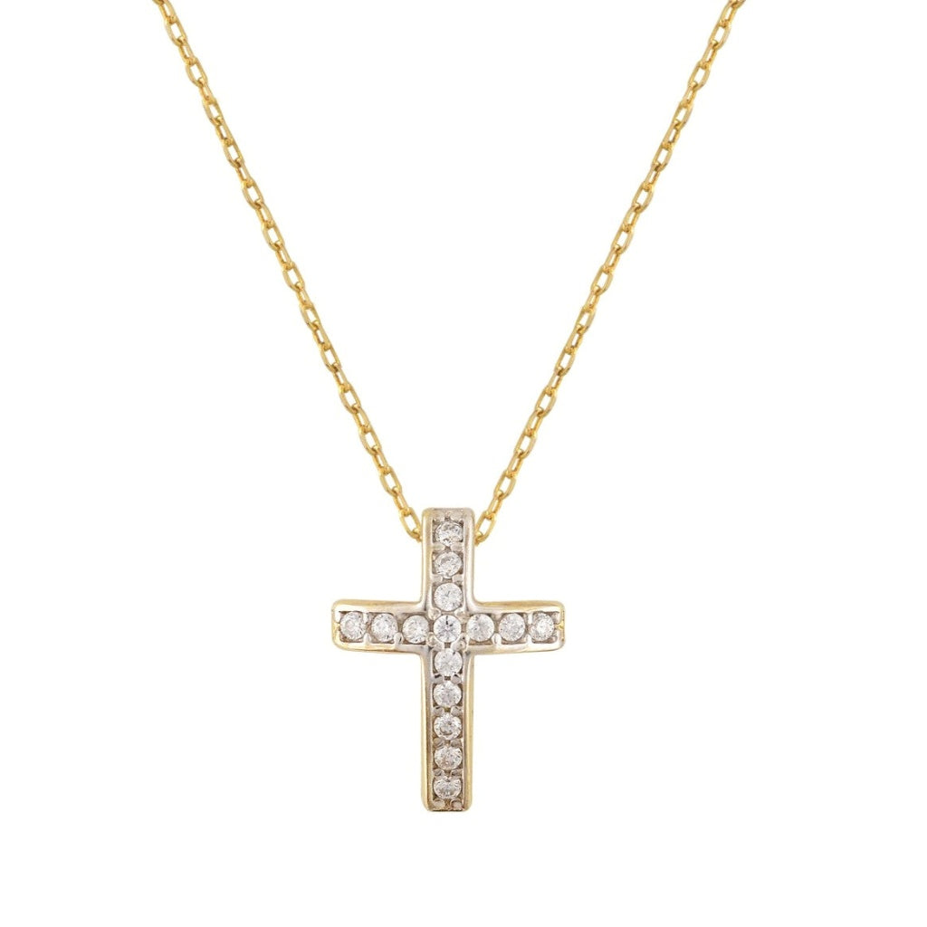 Lant Aur 14k Cruce cu Pietre Zirconia