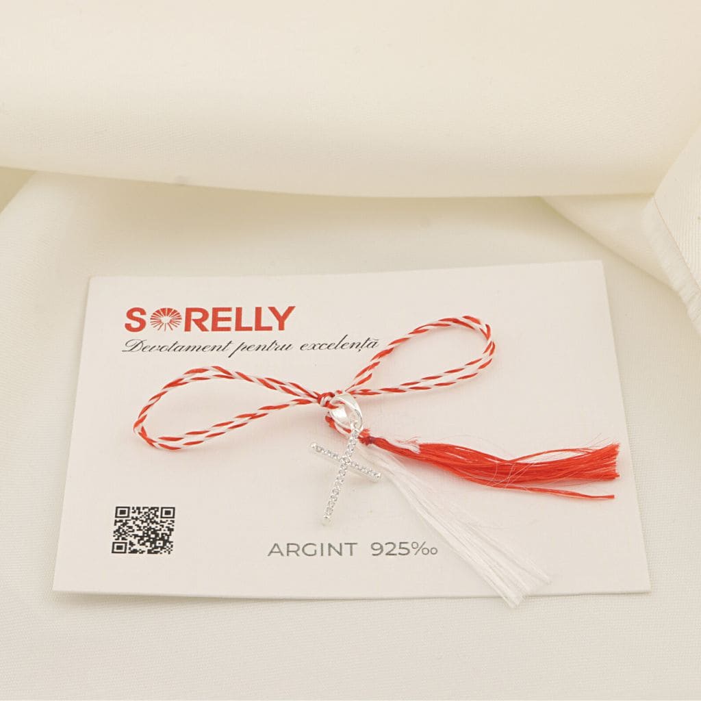Pandantiv Argint Cruce Simpla cu Pietre Zirconia