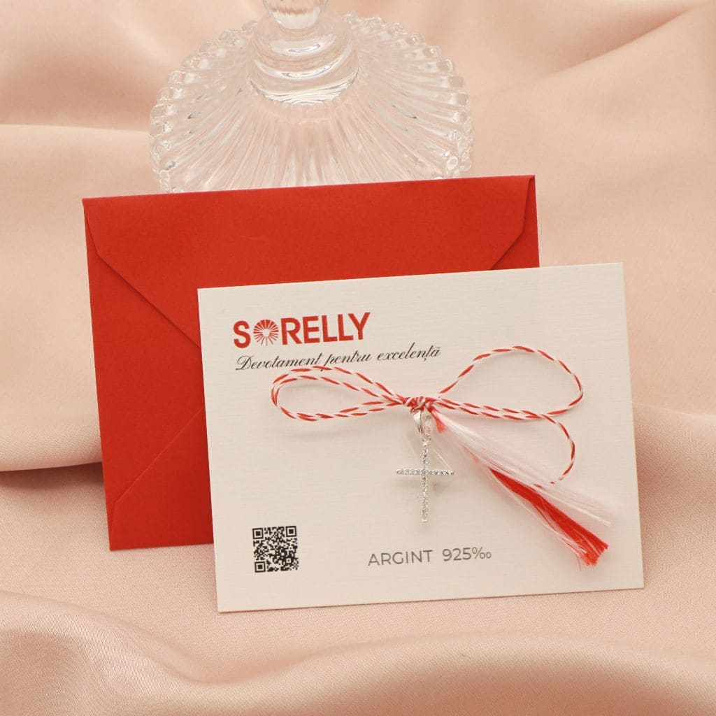 Pandantiv Argint Cruce Simpla cu Pietre Zirconia